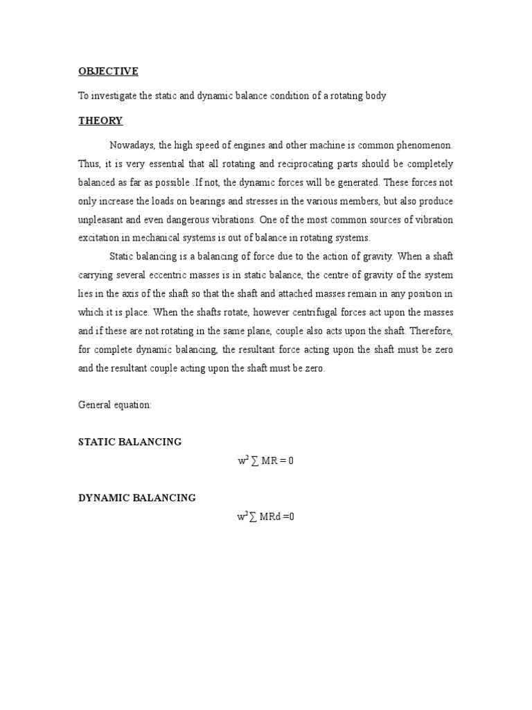Lab Balancing Rotors | PDF | Center Of Mass | Force