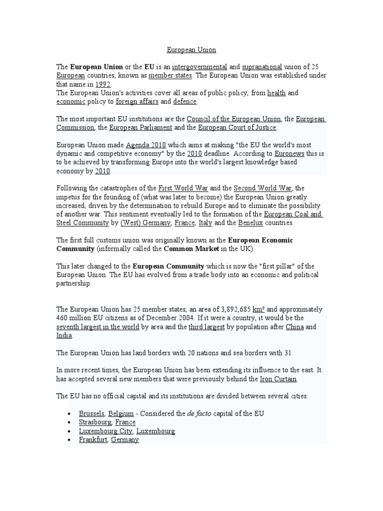 Overview of the European Union | PDF | European Union | Trade Blocs