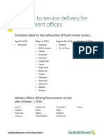 Saskatchewan closing counter service at 19 environment field offices