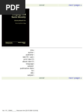 Blot 03 Language And Social Identity Pdf Identity Social Science Linguistics