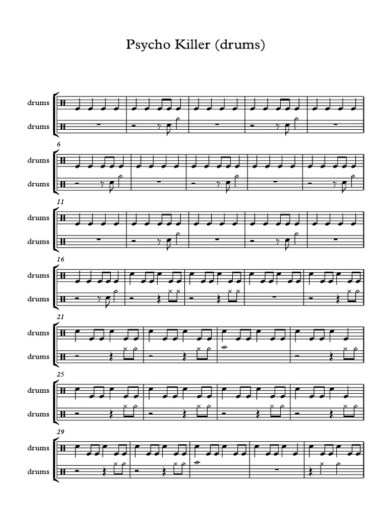 Psycho Killer Drums PDF PDF