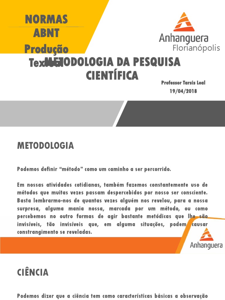 Metodologia Da Pesquisa Científica e Normas ABNT | PDF | Citação | Science