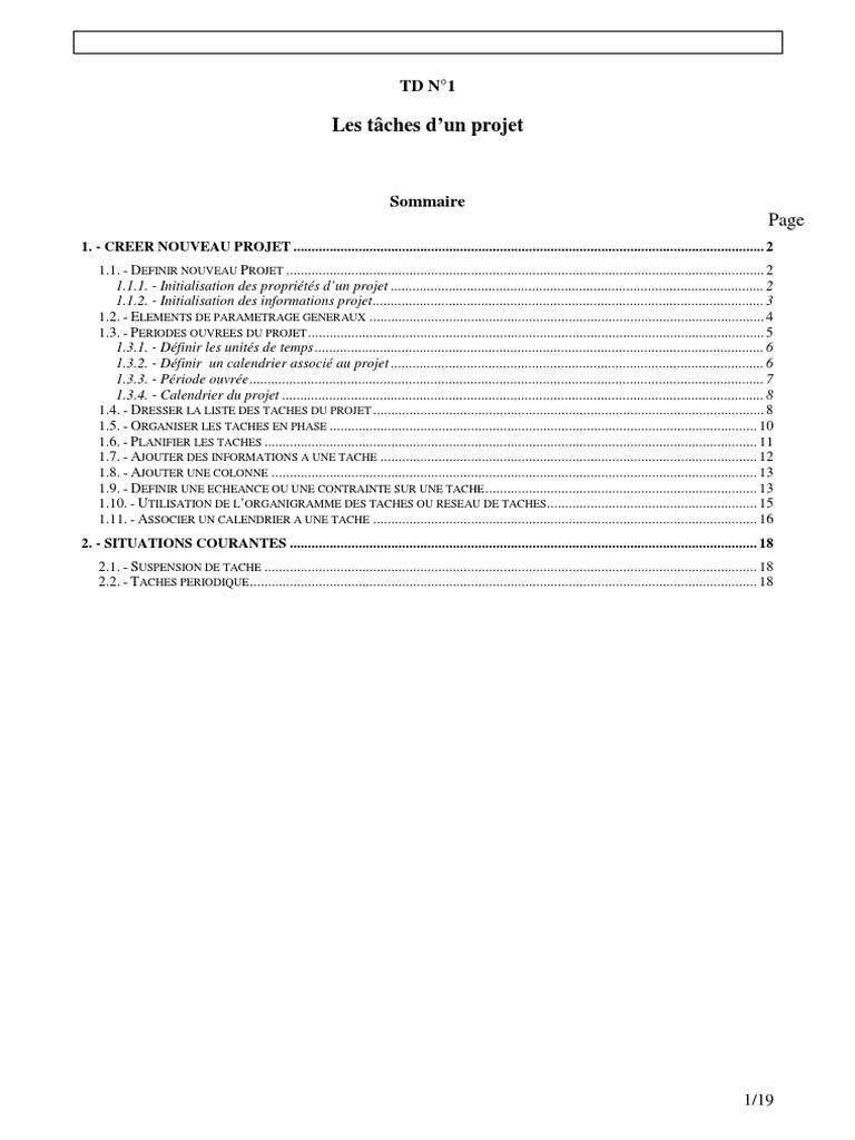 TD1 Global | PDF | Calendrier | Planification