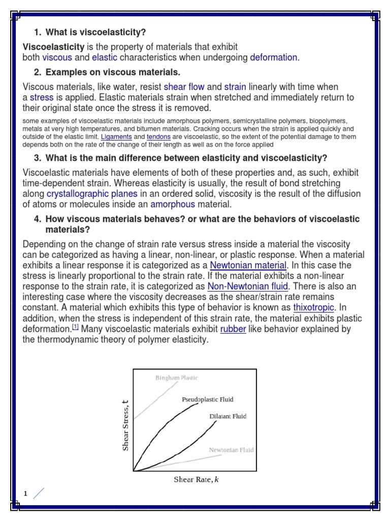 What Is Viscoelasticity PDF Viscoelasticity Deformation (Engineering)