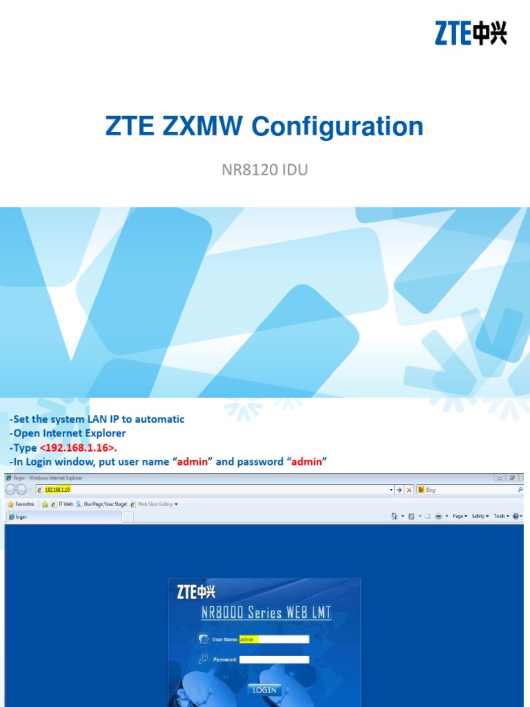 Zte Nr8120 Configuration Pptx Ip Address Communications Protocols