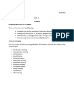 Unit - 3 Listening Elements and Levels of Listening