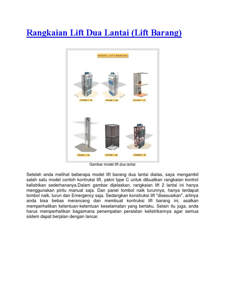Rangkaian Lift Dua Lantai Lift Barang Pdf
