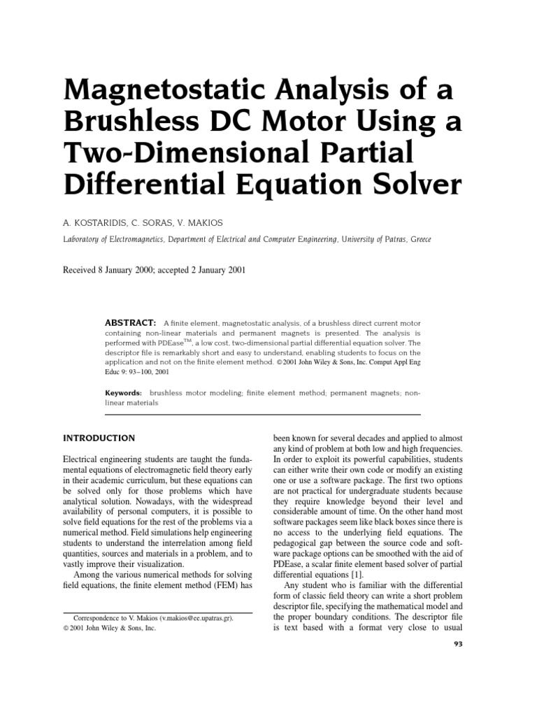Magneto Static Analysis of A Brushless DC Motor | PDF