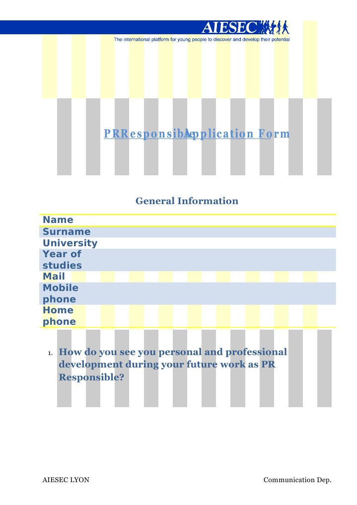 PR Application Form 2009 | PDF