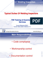 CSWIP 3.1 Welding Inspection: Typical Duties of Welding Inspectors