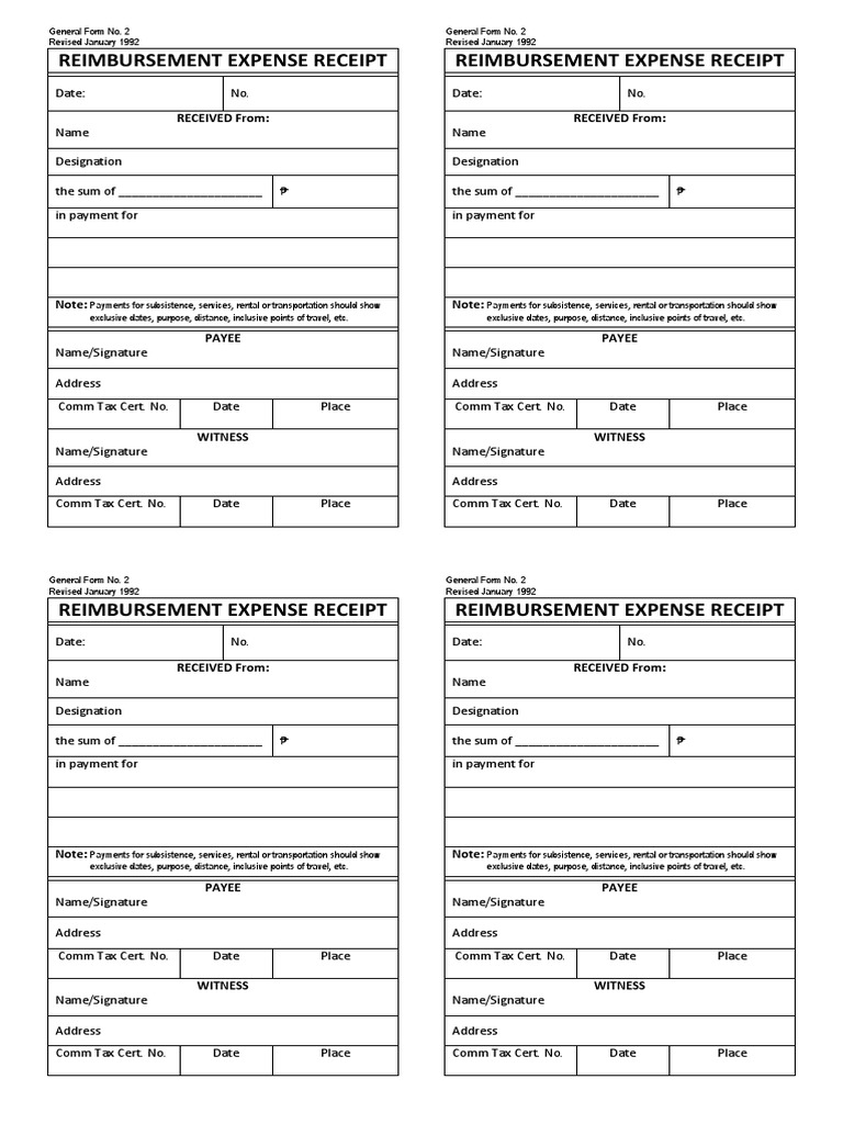 reimbursement expense receipt rer payments services economics