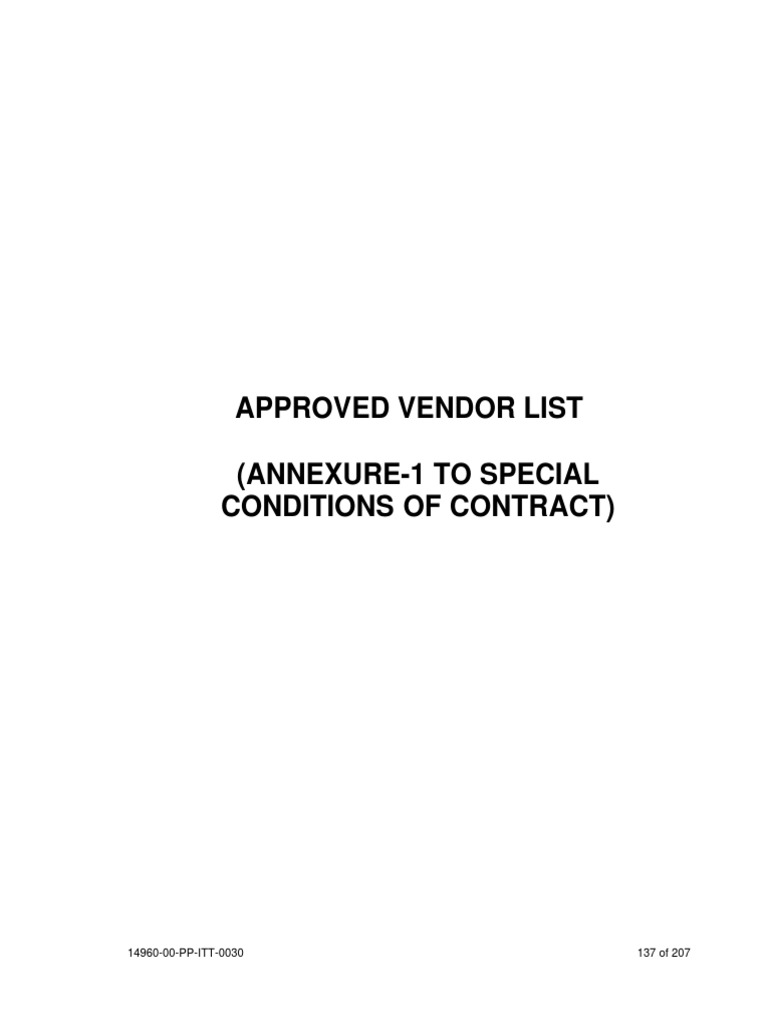 Approved Vendor List | PDF | Plywood | Pipe (Fluid Conveyance)