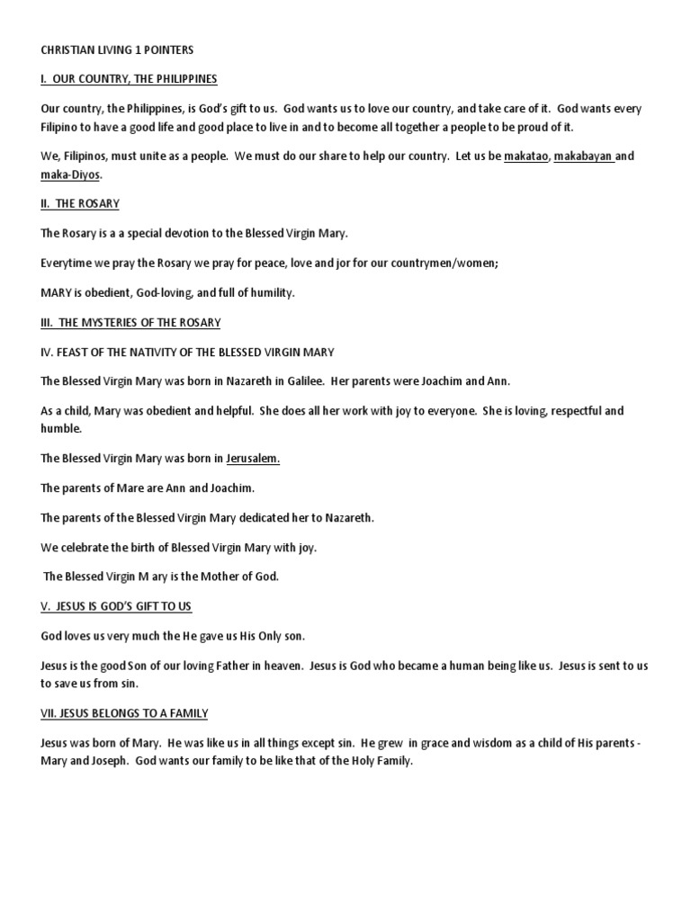 Christian Living Grade 1-2nd Periodical | PDF | Mary, Mother Of Jesus ...