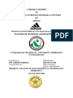 Master of Business Administration: A Project Report ON Live Project On Recent Business Activities OF Adidas