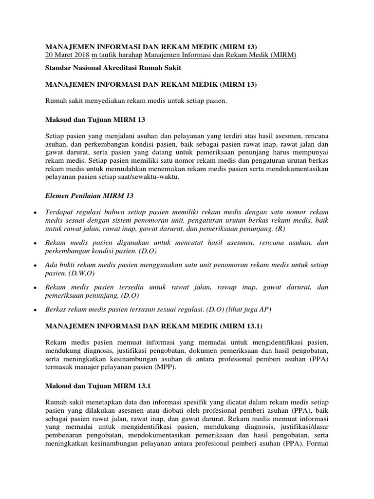 Manajemen Rekam Medik di Rumah Sakit | PDF