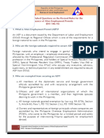 Frequently Asked Questions On The Revised Rules For The Issuance of Alien Employment Permits (DO 146-15)