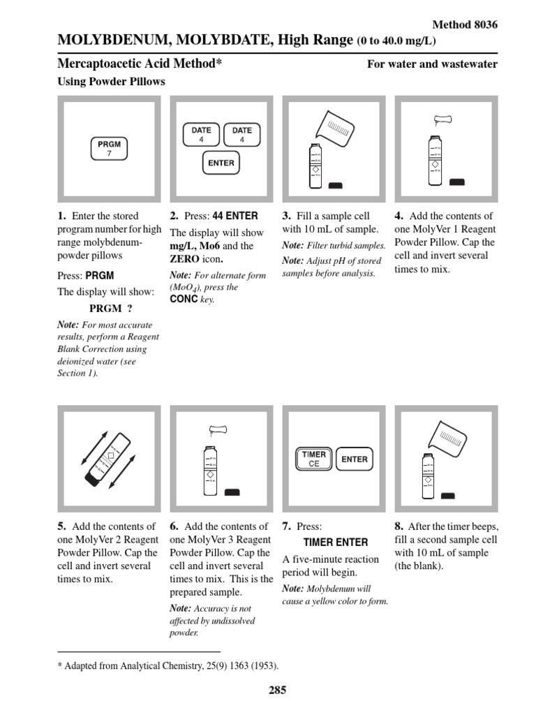 Molybdenum Testing Method Guide | PDF | Buffer Solution | Ph