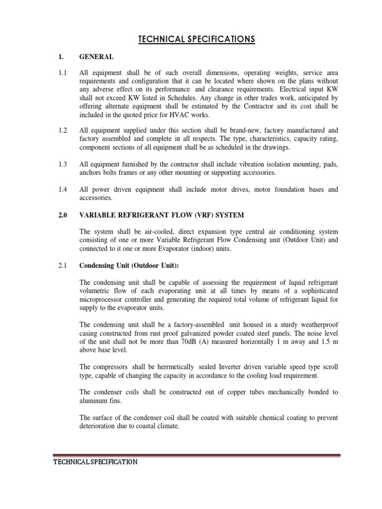 Final Sent Technical Specification 14.03.2019 | PDF | Duct (Flow ...