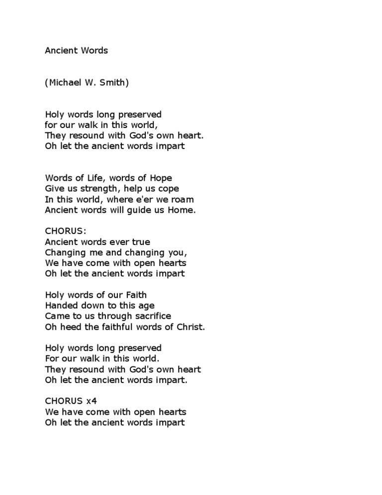 Ancient Words Song Lyrics PDF Abrahamic Religions Religious Faiths