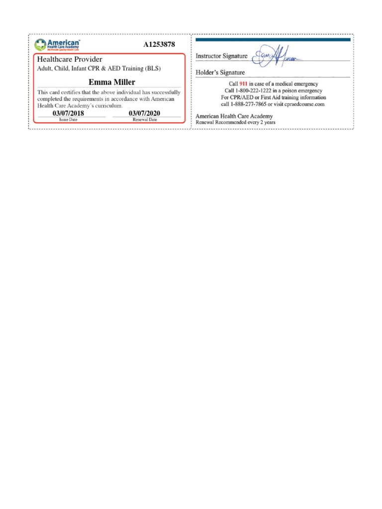 AMERICAN HEART ASSOCIATION CPR CARD PRINTING TEMPLATE visual data 2