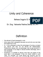 Unity and Coherence: Bahasa Inggris S2 #2 Dr. Eng. Yatnanta Padma Devia, ST, MT