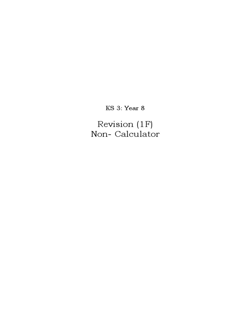 Year 8 Maths Revision Worksheets | PDF | Litre | Fraction (Mathematics)