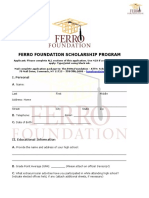 Ferro Foundation Scholarship Program Application