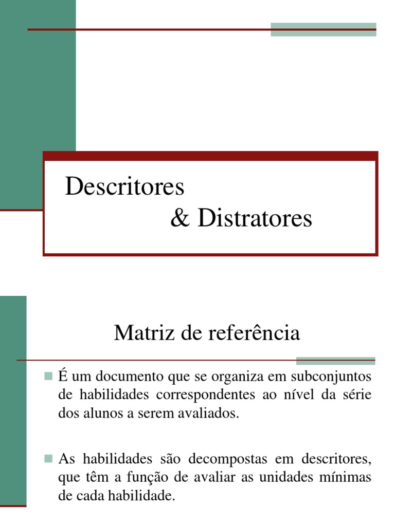 Descritores e Distratores | Escrita | Linguística