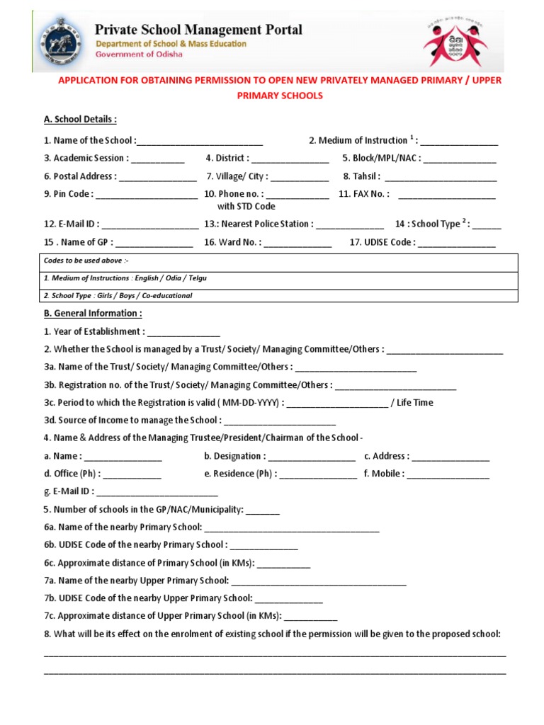 Blank Application Form For Permission To Open New Private School PDF Government Government