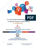 Ten-Days Research Methodology Workshop For Research Scholars in Social Sciences