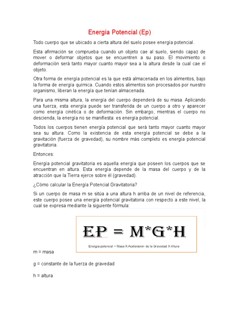 La Energía Potencial | PDF | Energía potencial | Gravedad, image size:768x1024