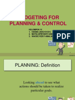 Budgeting For Planning & Control