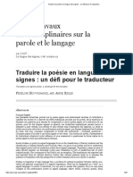 Traduire La Poésie en Langue Des Signes _ Un Défi Pour Le Traducteur