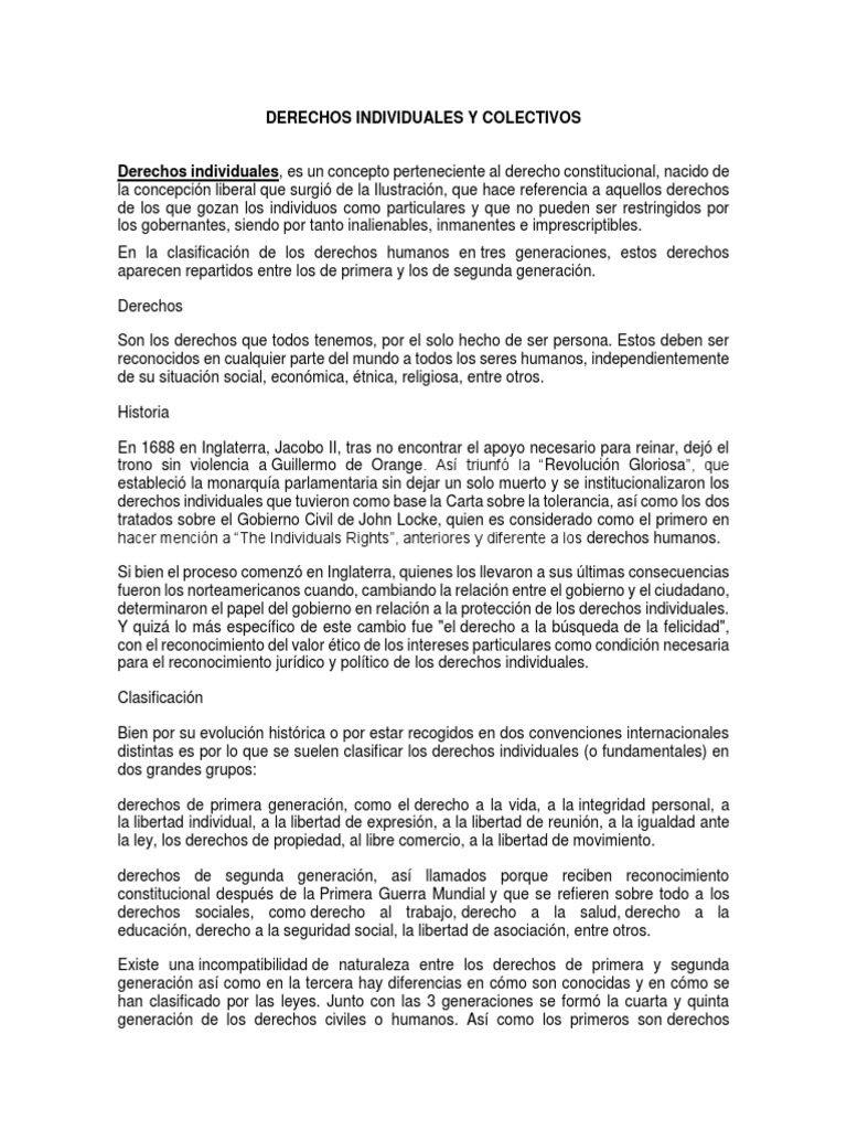 Derechos Individuales y Colectivos | PDF | Derechos individuales y ...