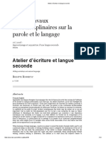 Atelier D'écriture Et Langue Seconde