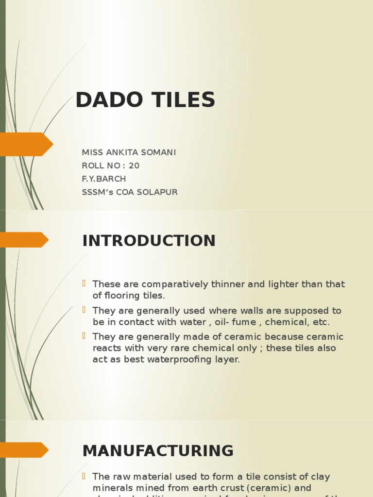 Understanding Dado Tiles and Installation | PDF