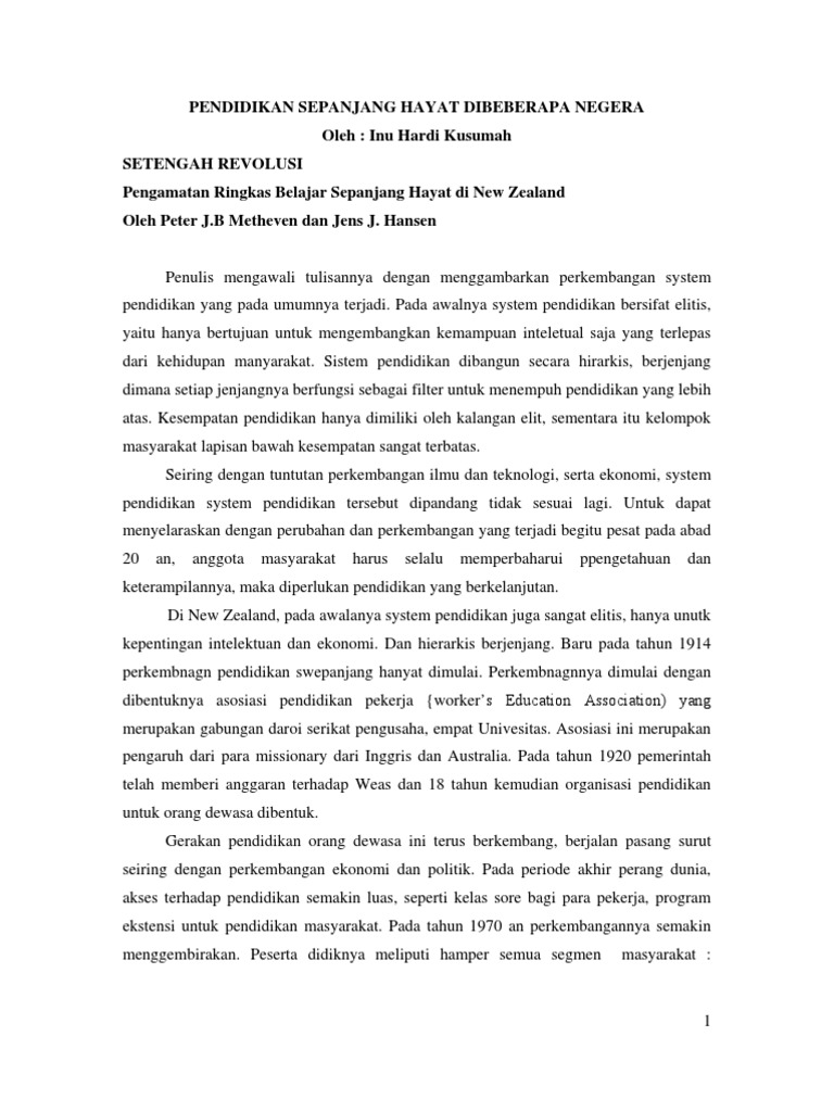 Pendidikan Sepanjang Hayat Makalah