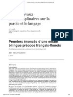 Premiers Énoncés D'une Enfant Bilingue Précoce Français-Finnois