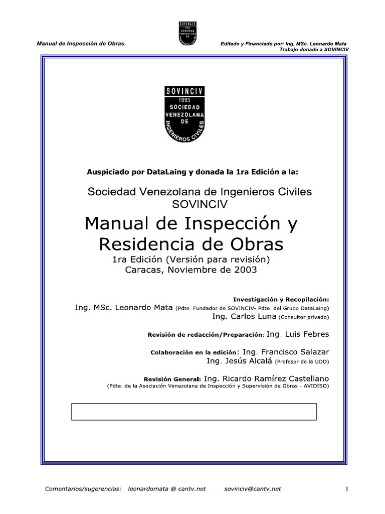 Manual De Inpeccion De Obras Civiles Pdf