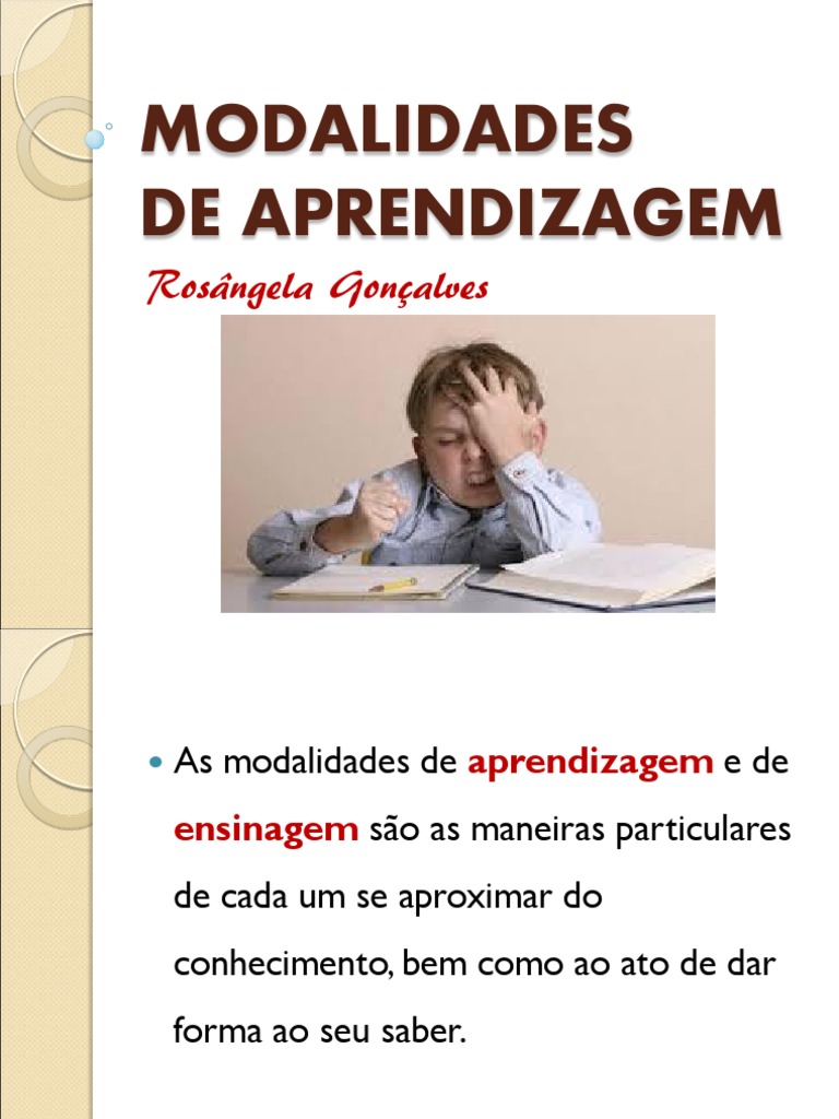 Modalidades de Aprendizagem e Ensino | PDF | Psicologia Aplicada ...