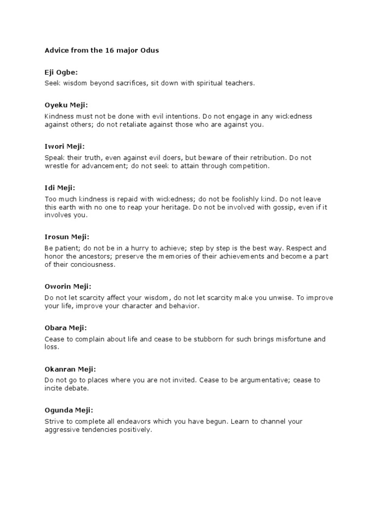 Sixteen Pieces of Spiritual Advice from the Major Odus PDF