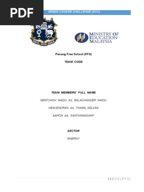 Green Cooker Challenge Gcc Penang Free School Pfs Team Code Pdf Solar Energy Materials