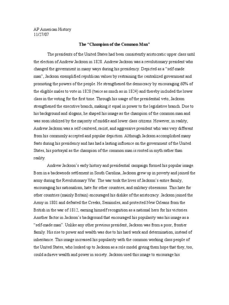 andrew jackson research paper