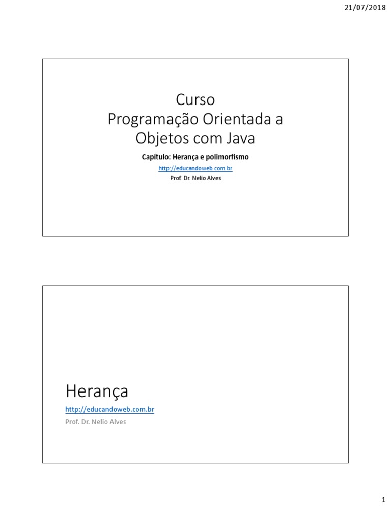 Curso de Herança e Polimorfismo em Java | PDF | Classe (programação de ...