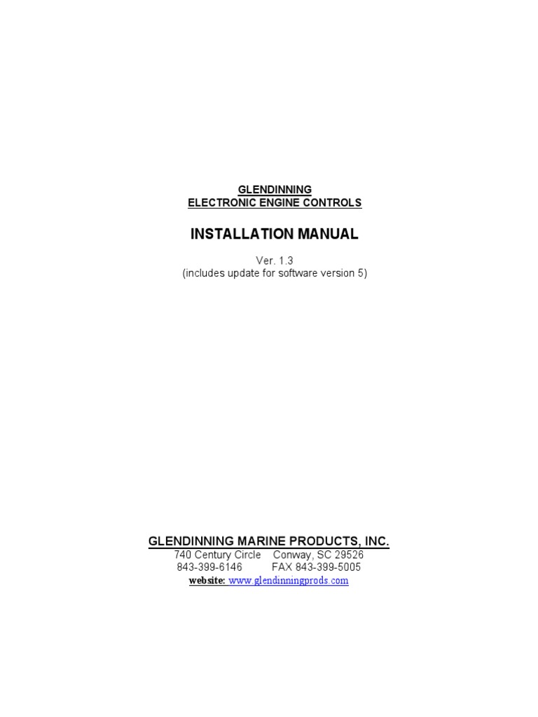 Installation Manual Glendinning Electronic Engine Controls PDF