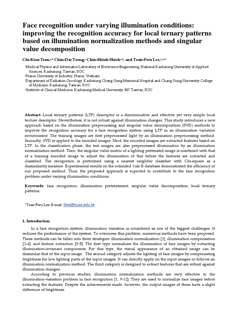 Face Recognition with LTP and SVD | PDF | Normal Distribution ...
