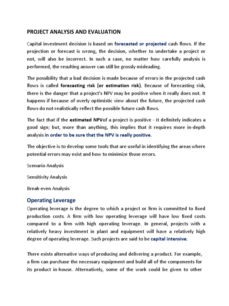Project Analysis and Evaluation PDF Leverage (Finance) Economics
