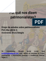 Cartaz. GE Patrimonialismo. PUC-Rio. 2018.01