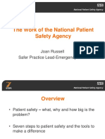 The Work of The National Patient Safety Agency: Joan Russell Safer Practice Lead-Emergency Care