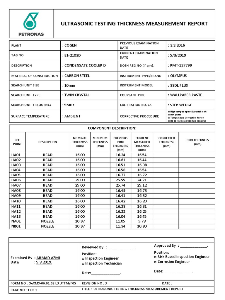 Ultrasonic Testing Report Pdf